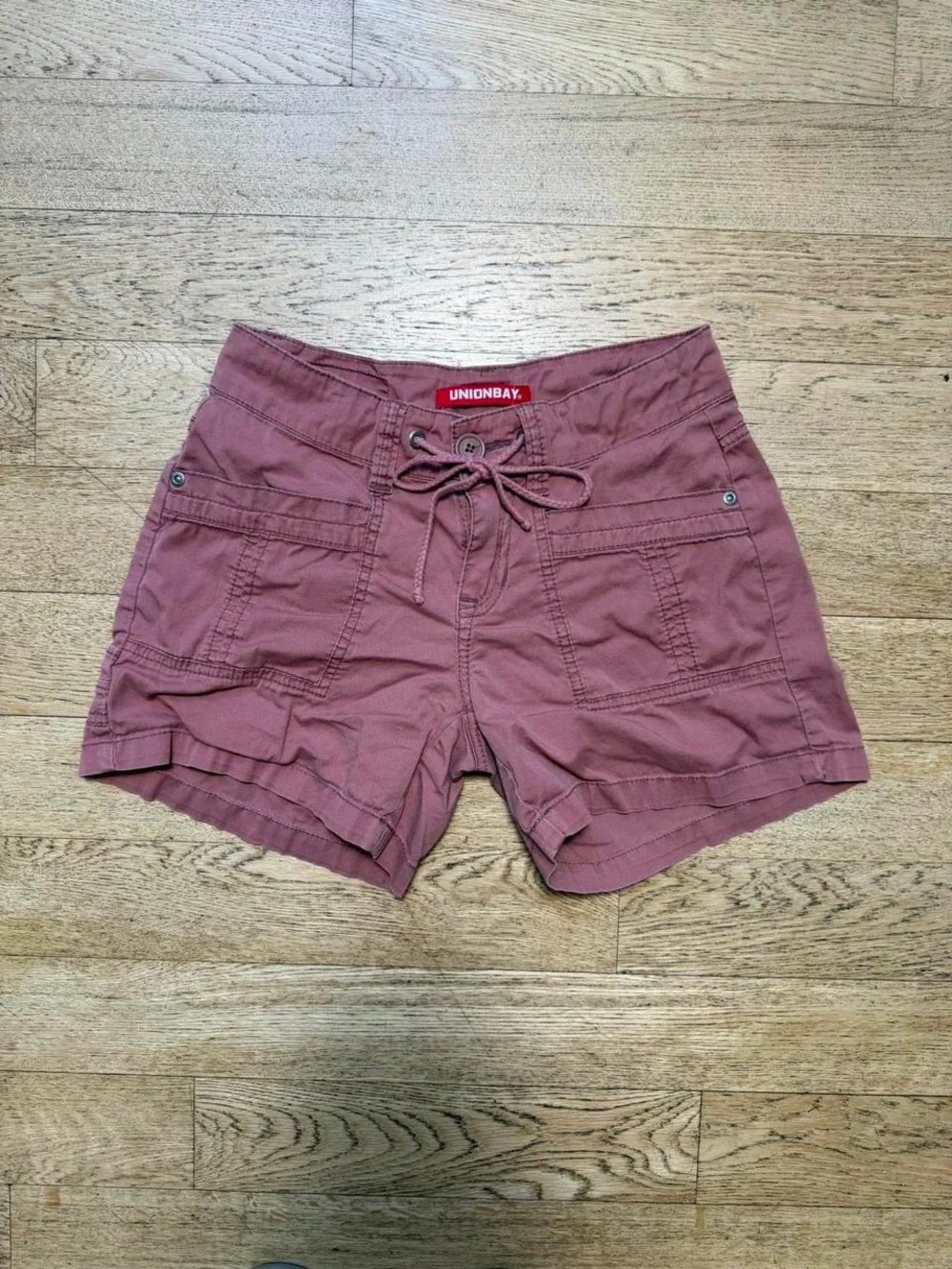 Unionbay Women's Drawstring Cargo Shorts in Dusty Rose